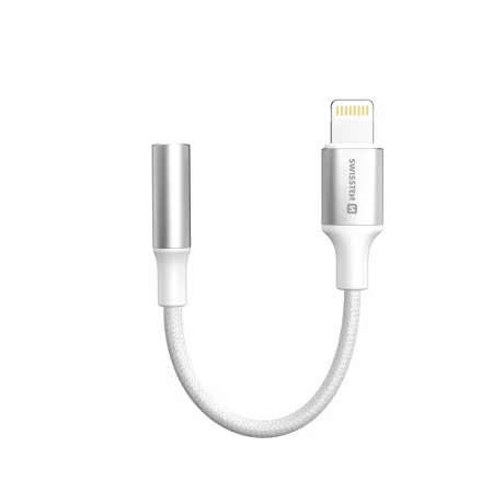 ADAPTOR AUDIO SWISSTEN TEXTILE LIGHTNING (mascul) / AUX 3.5mm 0.15 M ALB