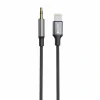 ADAPTOR AUDIO SWISSTEN TEXTILE LIGHTNING (mascul) / MUFĂ 3.5 mm (mascul) 1.5 M NEGRU