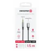 ADAPTOR AUDIO SWISSTEN TEXTILE LIGHTNING (mascul) / MUFĂ 3.5 mm (mascul) 1.5 M NEGRU