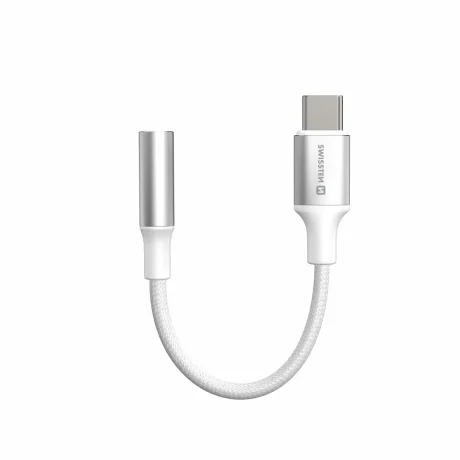 ADAPTOR AUDIO SWISSTEN TEXTILE USB-C (mascul) / AUX 3.5mm 0.15 M ALB