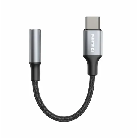 ADAPTOR AUDIO SWISSTEN TEXTILE USB-C (mascul) / AUX 3.5mm 0.15 M NEGRU