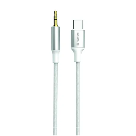 ADAPTOR AUDIO SWISSTEN TEXTILE USB-C (mascul) / MUFĂ 3.5 mm (mascul) 1.5M ALB