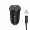 ADAPTOR AUTO SWISSTEN 2x USB-C PD, 20W NEGRU + CABLU USB-C / USB-C, 1 M