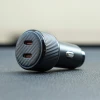 ADAPTOR AUTO SWISSTEN 2x USB-C PD, 50W NEGRU + CABLU USB-C / USB-C, 1 M