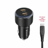 ADAPTOR AUTO SWISSTEN 2x USB-C PD, 50W NEGRU + CABLU USB-C / USB-C, 1 M