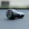 ADAPTOR AUTO SWISSTEN 2x USB-C PD + USB-A, 95W NEGRU + CABLU USB-C / USB-C, 1 M