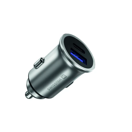 ADAPTOR AUTO SWISSTEN POWER DELIVERY USB-C + ÎNCĂRCARE RAPIDĂ 3.0 36W METAL ARGINTIU