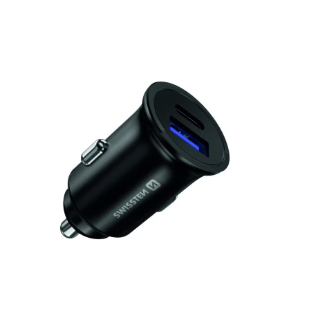 ADAPTOR AUTO SWISSTEN POWER DELIVERY USB-C + ÎNCĂRCARE RAPIDĂ 3.0 36W NEGRU METALIC