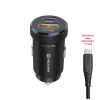 ADAPTOR AUTO SWISSTEN USB-C PD + USB-A, 20W NEGRU + CABLU USB-C / USB-C, 1 M