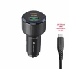 ADAPTOR AUTO SWISSTEN USB-C PD + USB-A, 63W NEGRU + CABLU USB-C / USB-C, 1 M
