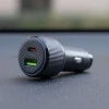 ADAPTOR AUTO SWISSTEN USB-C PD + USB-A, 63W NEGRU + CABLU USB-C / USB-C, 1 M