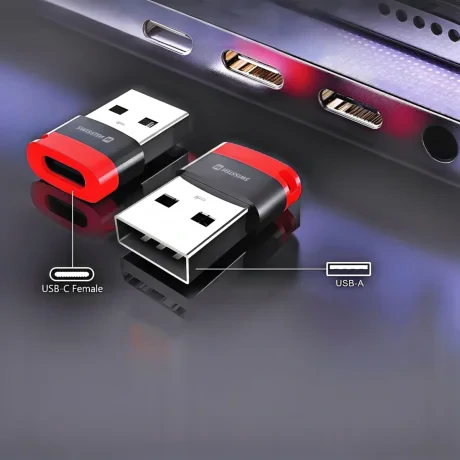 ADAPTOR DE ÎNCĂRCARE SWISSTEN DataGUARD CU BLOCAREA DATELOR USB-A (mascul) / USB-C (femelă) NEGRU