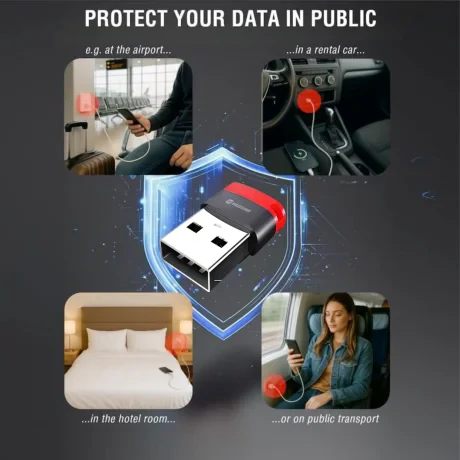 ADAPTOR DE ÎNCĂRCARE SWISSTEN DataGUARD CU BLOCAREA DATELOR USB-A (mascul) / USB-C (femelă) NEGRU