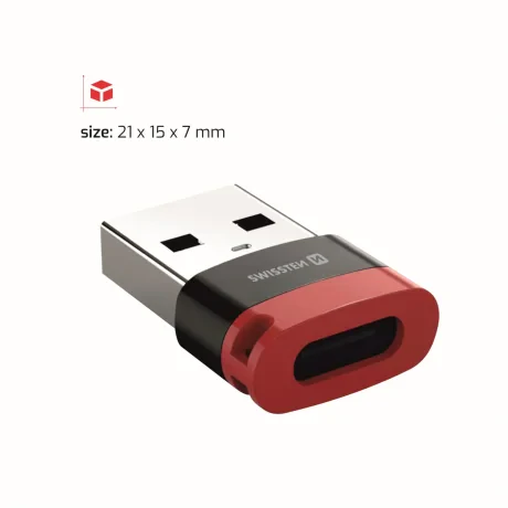 ADAPTOR DE ÎNCĂRCARE SWISSTEN DataGUARD CU BLOCAREA DATELOR USB-A (mascul) / USB-C (femelă) NEGRU