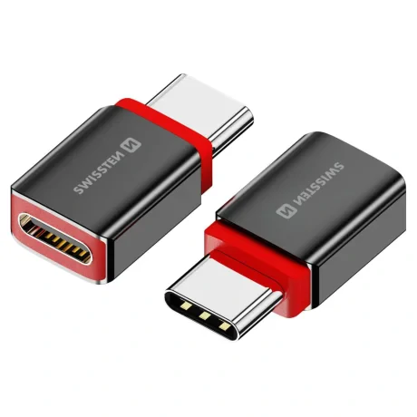 ADAPTOR DE ÎNCĂRCARE SWISSTEN DataGUARD CU BLOCAREA DATELOR USB-C (mascul) / USB-C (femelă) NEGRU