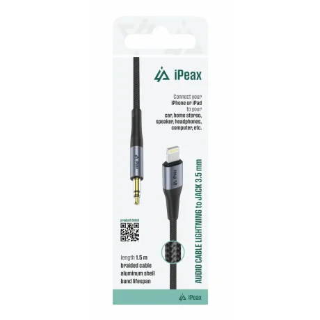 ADAPTOR iPEAX LIGHTNING / MUFĂ 3.5 MM 1.5 M NEGRU
