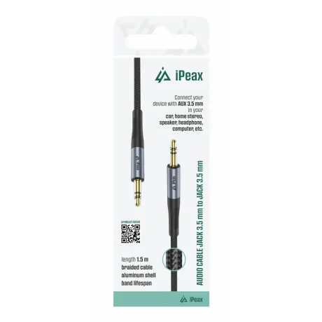 ADAPTOR iPEAX MUFĂ 3.5 MM / MUFĂ 3.5 MM 1.5 M NEGRU