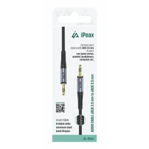 ADAPTOR iPEAX MUFĂ 3.5 MM / MUFĂ 3.5 MM 1.5 M NEGRU