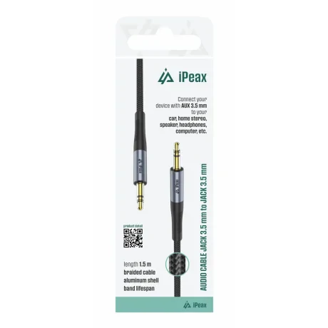 ADAPTOR iPEAX MUFĂ 3.5 MM / MUFĂ 3.5 MM 1.5 M NEGRU