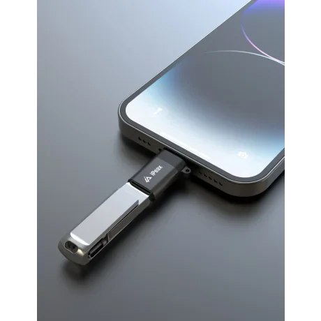 ADAPTOR iPEAX OTG LIGHTNING / USB-A (mamă) NEGRU
