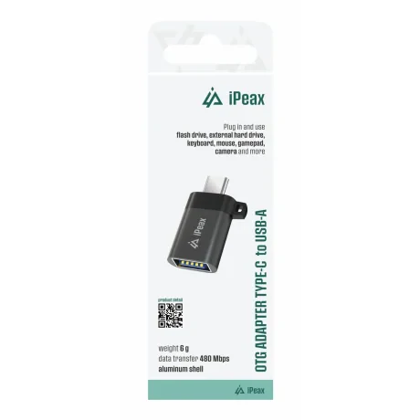 ADAPTOR iPEAX OTG USB-C / USB-A (mamă) NEGRU