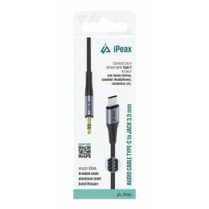 ADAPTOR iPEAX USB-C / MUFĂ 3.5 MM 1.5 M NEGRU