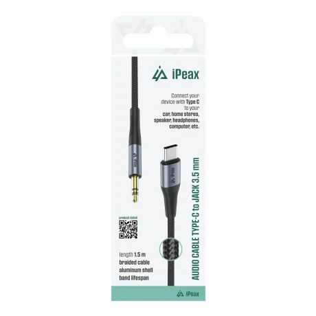 ADAPTOR iPEAX USB-C / MUFĂ 3.5 MM 1.5 M NEGRU