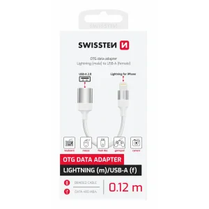 ADAPTOR OTG SWISSTEN TEXTILE LIGHTNING (mascul) / USB-A (femelă) 0.12 M ALB