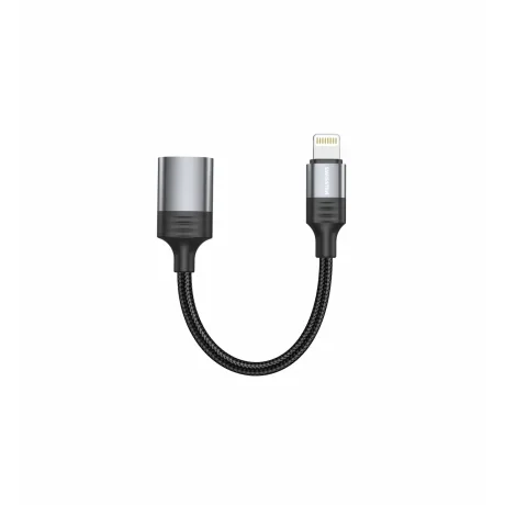 ADAPTOR OTG SWISSTEN TEXTILE LIGHTNING (mascul) / USB-A (femelă) 0.12 M NEGRU