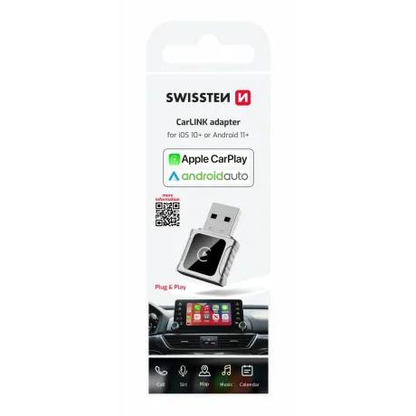 ADAPTOR SWISSTEN CARLINK - APPLE CARPLAY / ANDROID AUTO (+ ADAPTOR USB-A / USB-C)