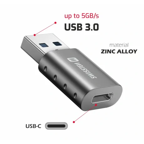 ADAPTOR SWISSTEN USB-A(M)/USB-C(M)