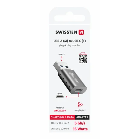 ADAPTOR SWISSTEN USB-A(M)/USB-C(M)