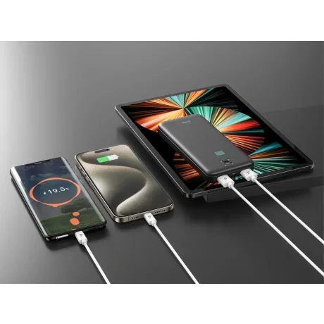 Baterie externă iPEAX 10000 mAh, 10.5W, 2x USB-A, neagră