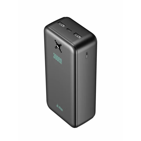 Baterie externă iPEAX 30000 mAh, 10.5W, 2x USB-A, neagră