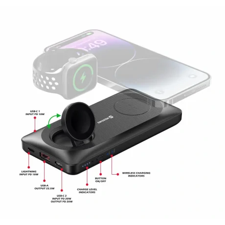 Baterie externă SWISSTEN 10000 mAh 2 în 1 pentru Apple Watch și MagSafe