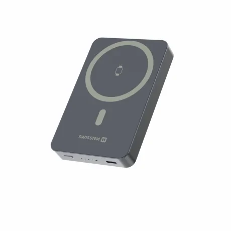 Baterie externă SWISSTEN FUSION 10000 mAh cu încărcător Apple Watch (compatibil cu MagSafe) argintiu