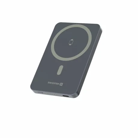 Baterie externă SWISSTEN FUSION 5000 mAh cu încărcător Apple Watch (compatibil cu MagSafe) argintiu