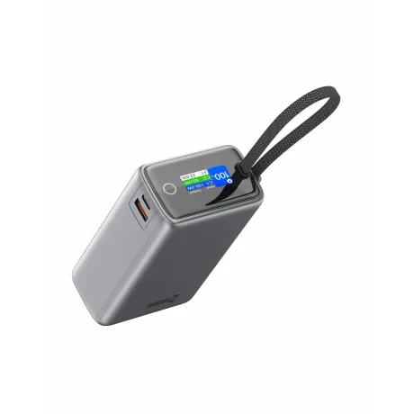 Baterie externă SWISSTEN pentru călătorii 25000 mAh (96.25Wh) 100W cu cablu USB-C încorporat, gri
