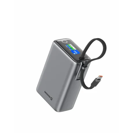 Baterie externă SWISSTEN pentru călătorii 25000 mAh (96.25Wh) 100W cu cablu USB-C încorporat, gri