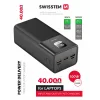 Baterie externă SWISSTEN POWER LINE 40000 mAh pentru laptopuri, 100W, culoare neagră
