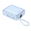 Baterie externă SWISSTEN SPACE 10000 mAh cu cabluri încorporate USB-C și LIGHTNING BLUE