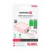 Baterie externă SWISSTEN SPACE 10000 mAh cu cabluri USB-C încorporate și roz fulger