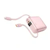 Baterie externă SWISSTEN SPACE 10000 mAh cu cabluri USB-C încorporate și roz fulger