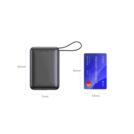 Baterie externă SWISSTEN SPACE 20000 mAh cu cabluri USB-C și Lightning Silver încorporate