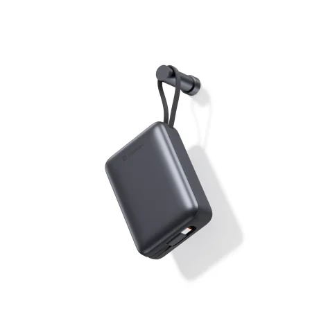 Baterie externă SWISSTEN SPACE 20000 mAh cu cabluri USB-C și Lightning Silver încorporate