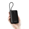 Baterie externă SWISSTEN VOLTBOX 35W 20000 mAh cu cabluri încorporate USB-C și Lightning, neagră