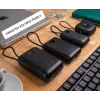 Baterie externă SWISSTEN VOLTBOX 35W 30000 mAh cu cabluri încorporate USB-C și Lightning, neagră