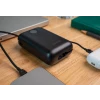 Baterie externă SWISSTEN VOLTBOX 35W 30000 mAh cu cabluri încorporate USB-C și Lightning, neagră