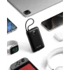 Baterie externă SWISSTEN VOLTBOX 35W 30000 mAh cu cabluri încorporate USB-C și Lightning, neagră