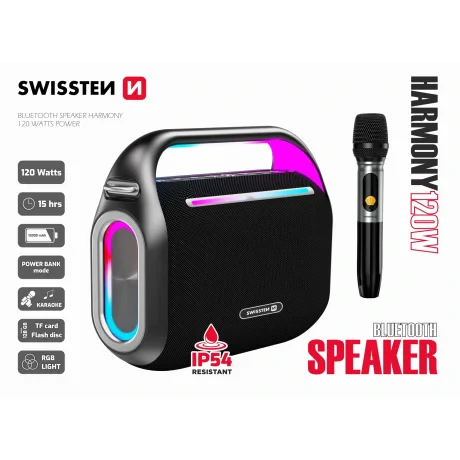 Boxă Bluetooth Swissten Harmony 120W Neagră